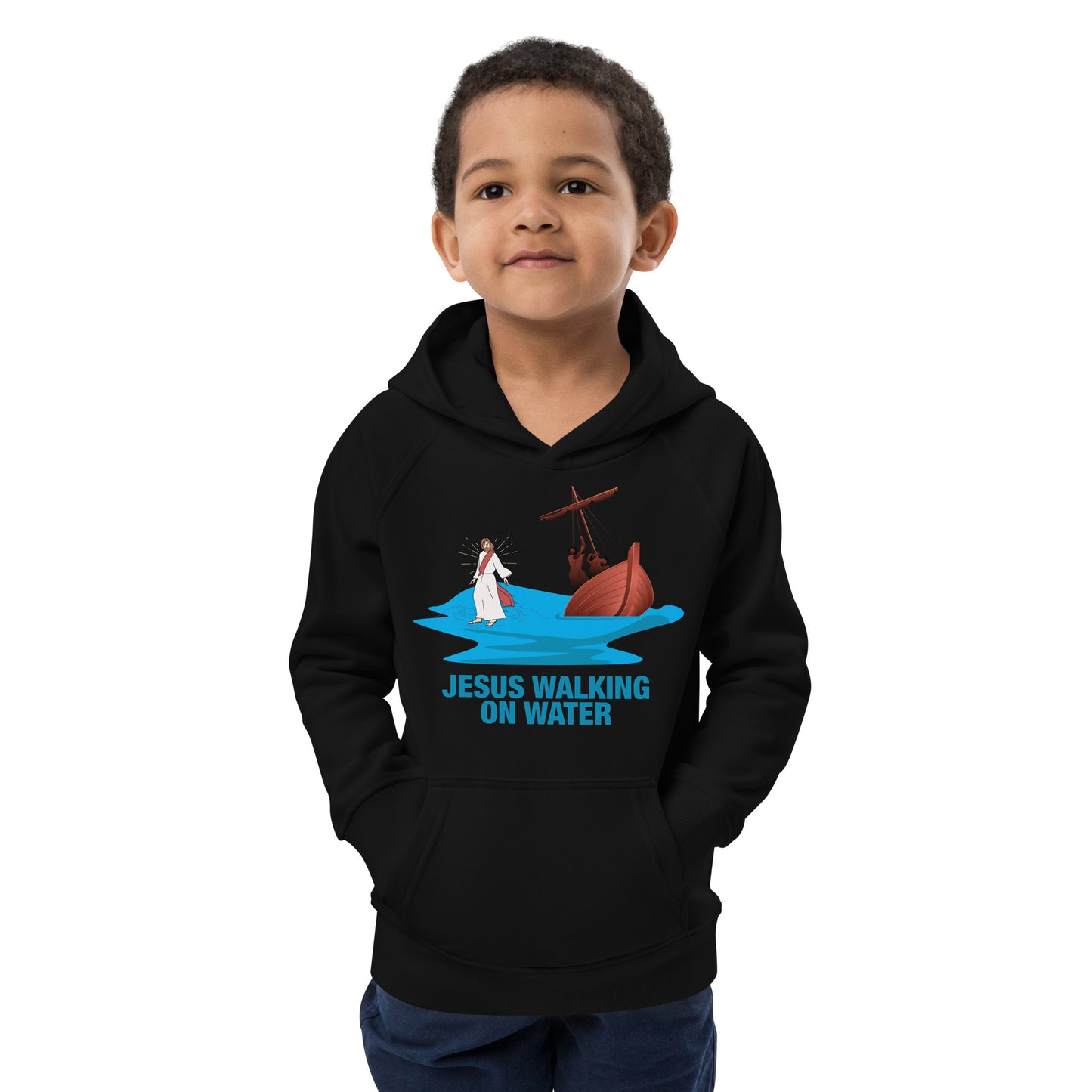 Jesus Walking on Water Kids Eco Hoodie