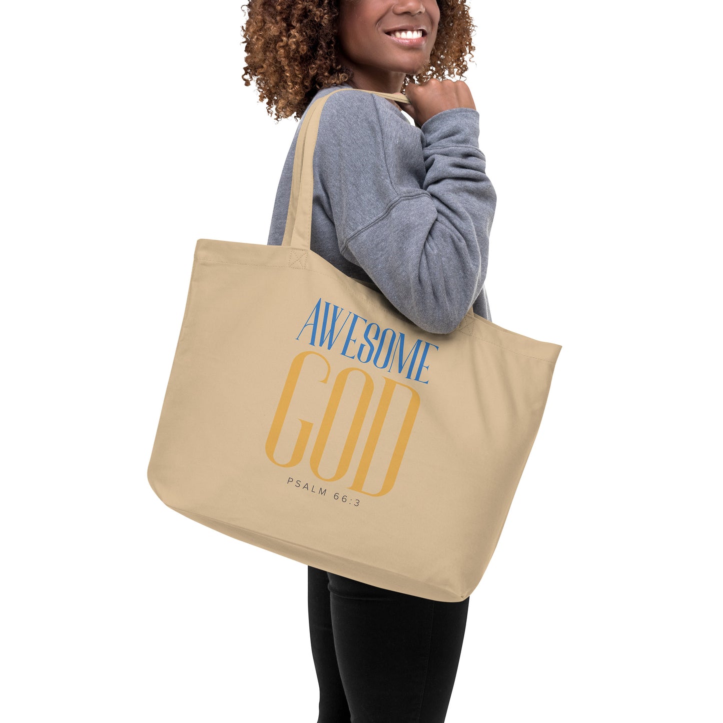 Awesome God Large Organic Tote Bag