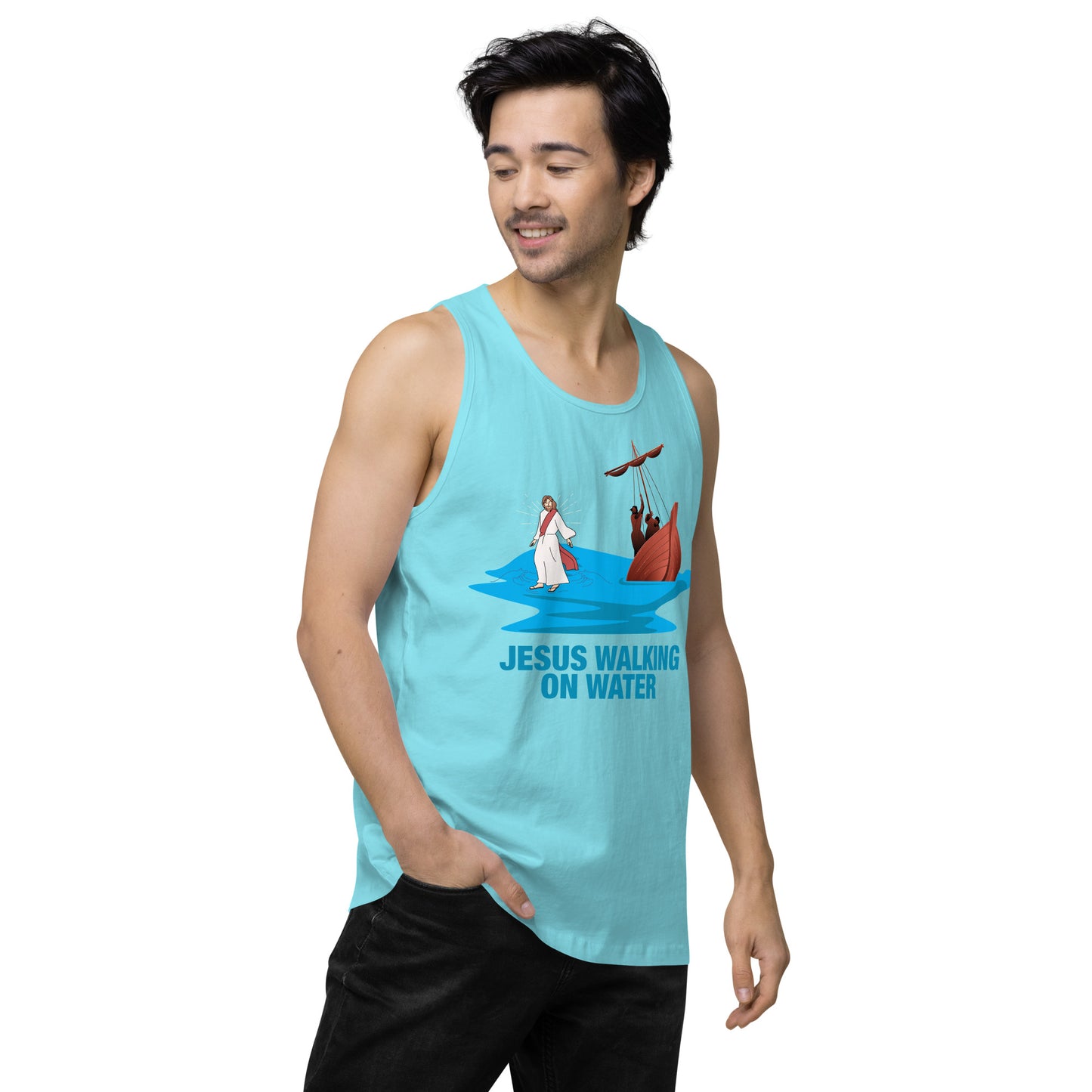 Jesus Walking on Water Men’s Premium Tank Top