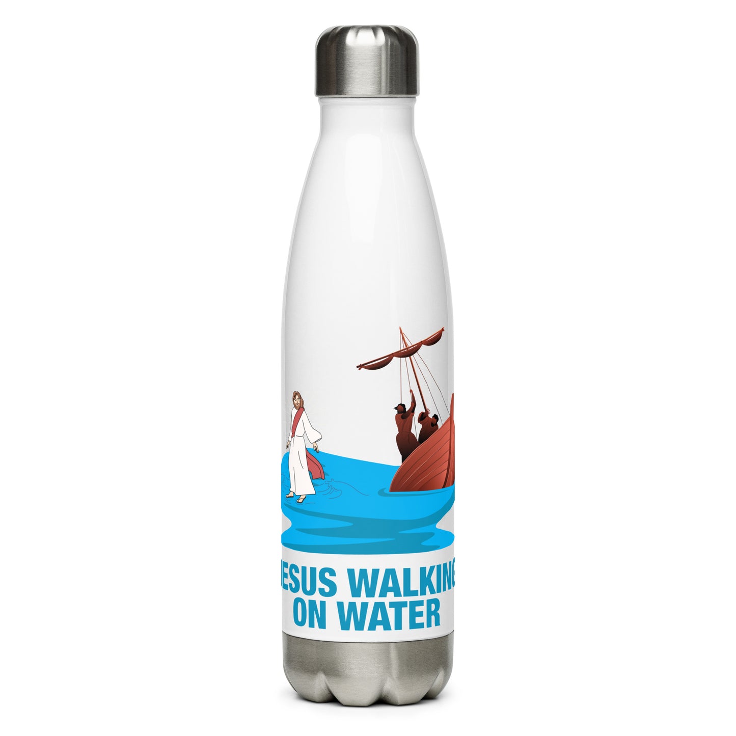 Jesus Walking on Water Stainless Steel Water Bottle