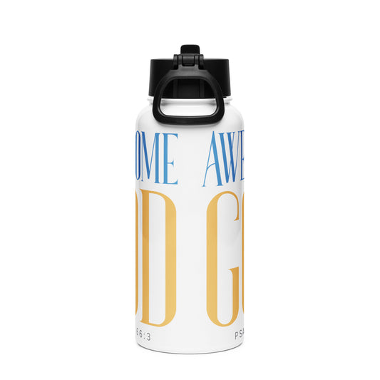 Awesome God Stainless Steel Water Bottle with a Straw Lid