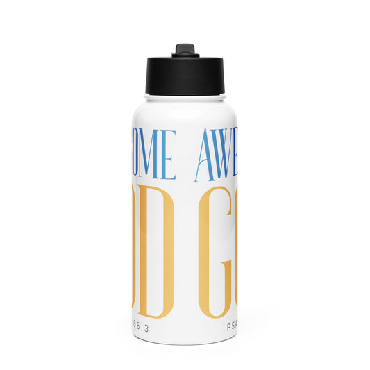 Awesome God Stainless Steel Water Bottle with a Straw Lid