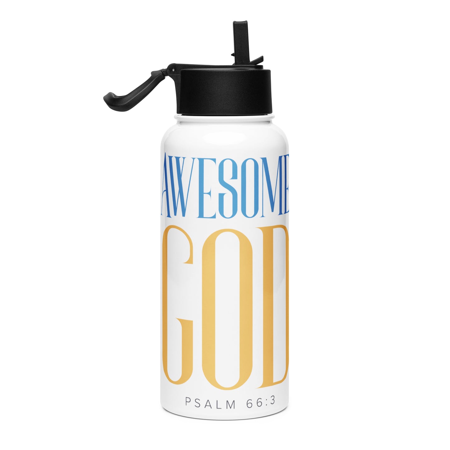 Awesome God Stainless Steel Water Bottle with a Straw Lid