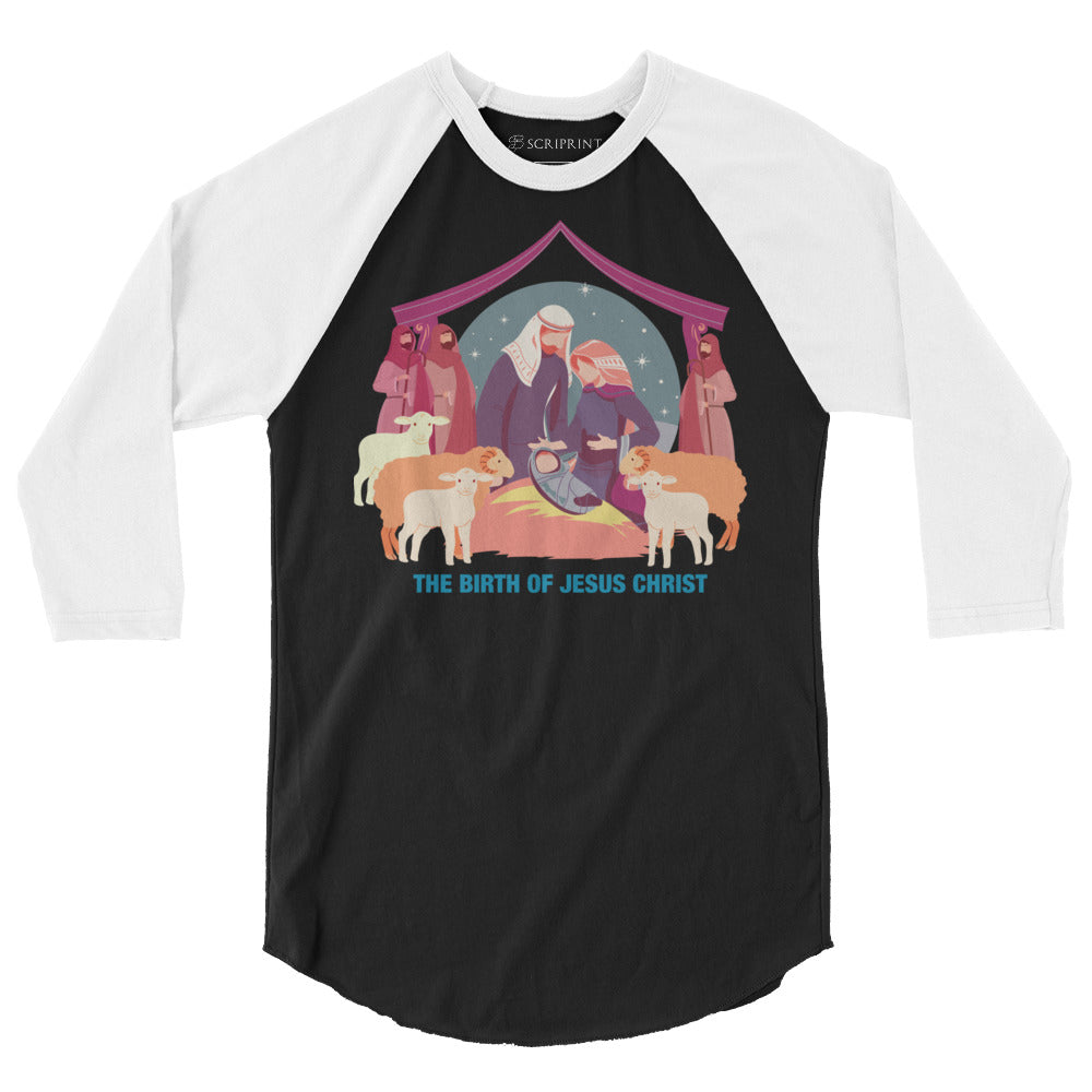 The Birth of Jesus Christ Men's 3/4 Sleeve Raglan Shirt