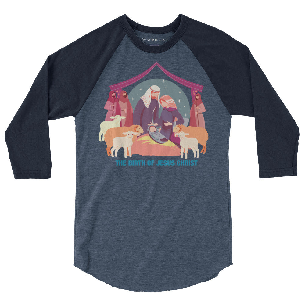 The Birth of Jesus Christ Men's 3/4 Sleeve Raglan Shirt