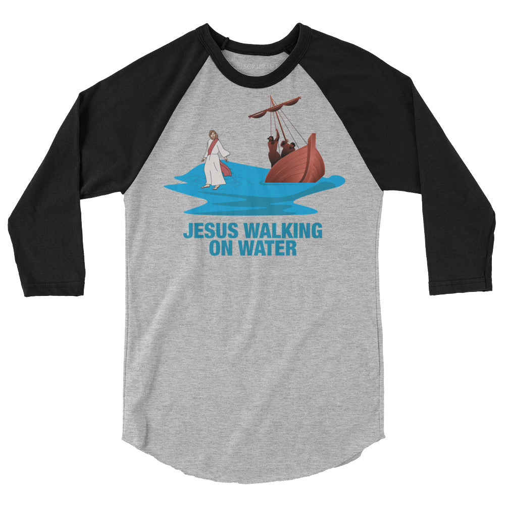Jesus Walking on Water Men's 3/4 Sleeve Raglan Shirt