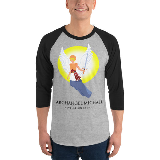 Archangel Michael Men's 3/4 Sleeve Raglan Shirt
