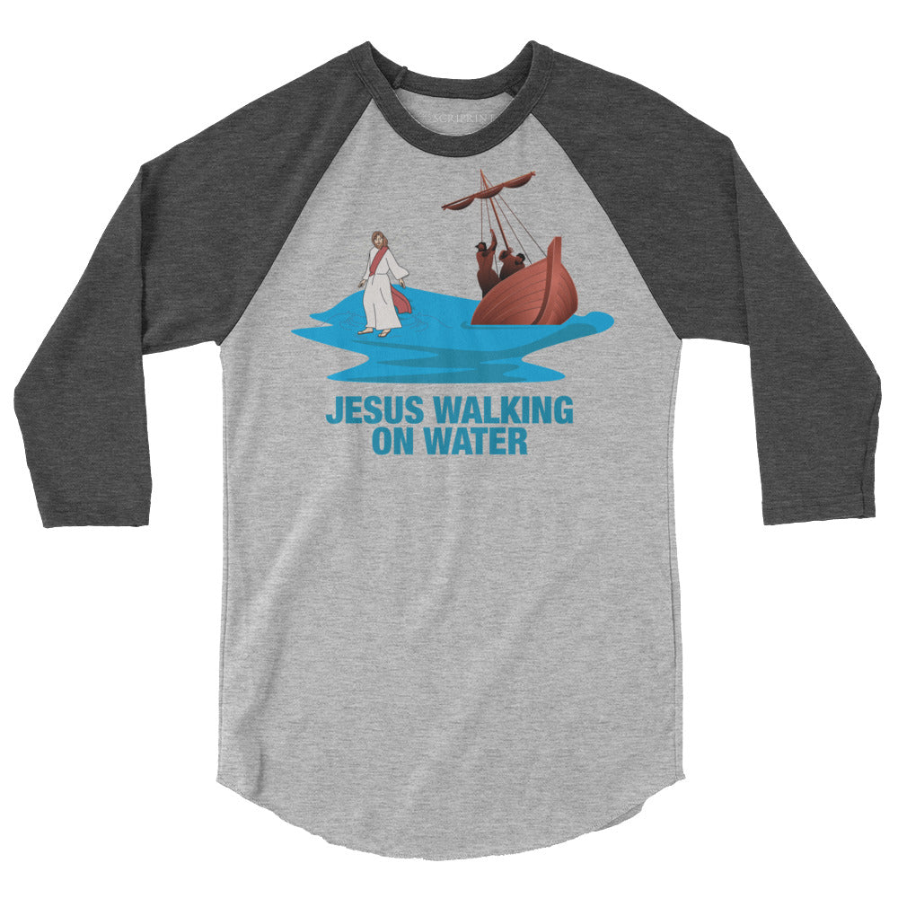 Jesus Walking on Water Men's 3/4 Sleeve Raglan Shirt