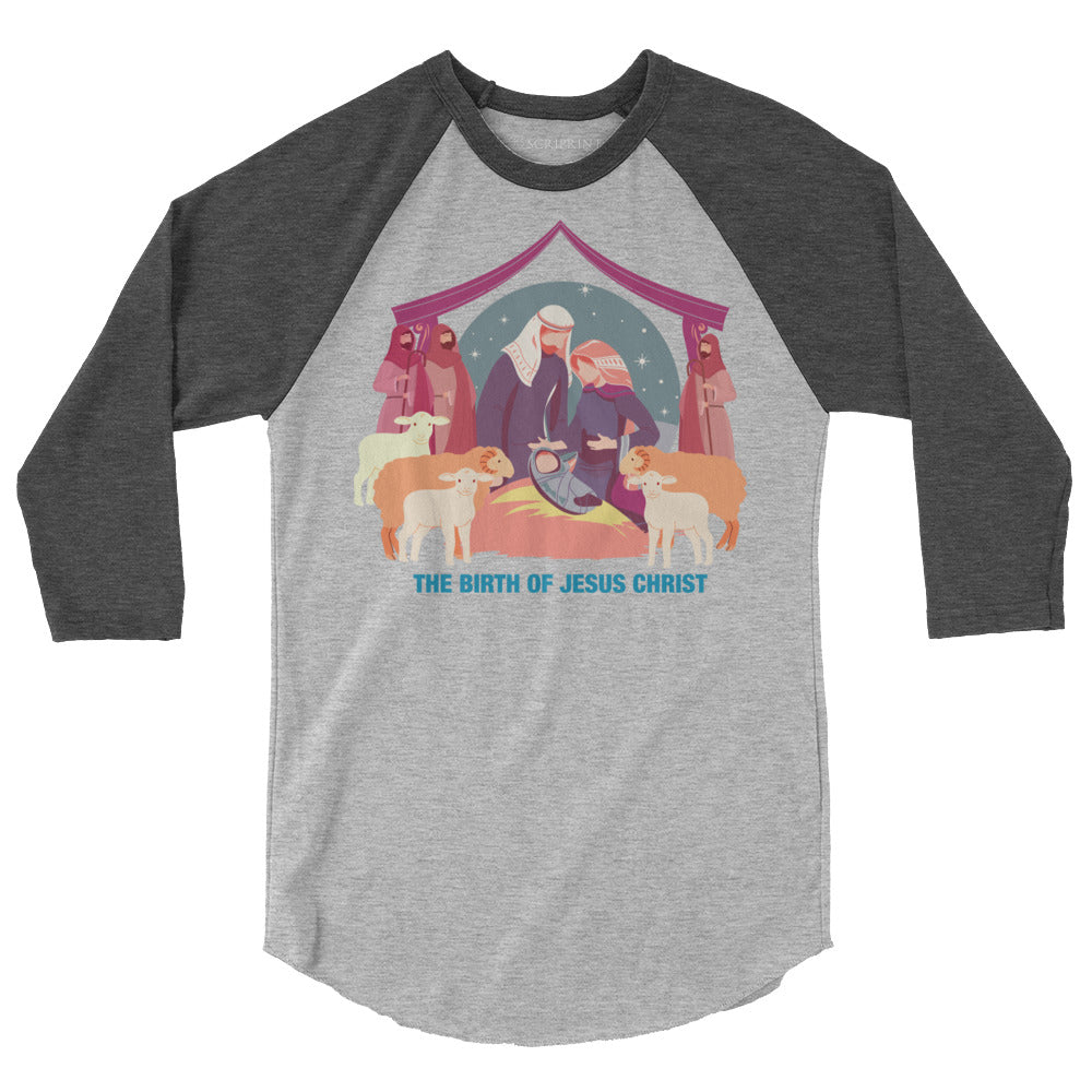 The Birth of Jesus Christ Men's 3/4 Sleeve Raglan Shirt