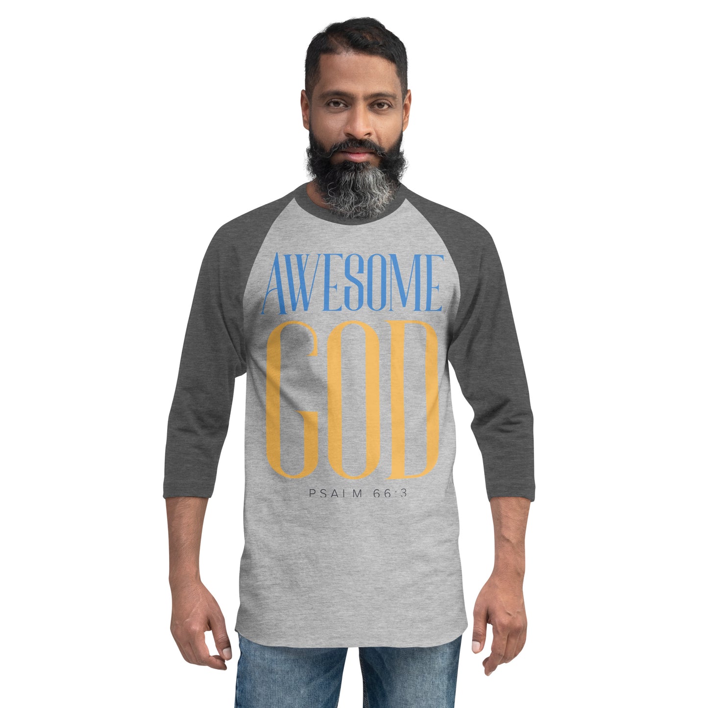 Awesome God Men's 3/4 Sleeve Raglan Shirt