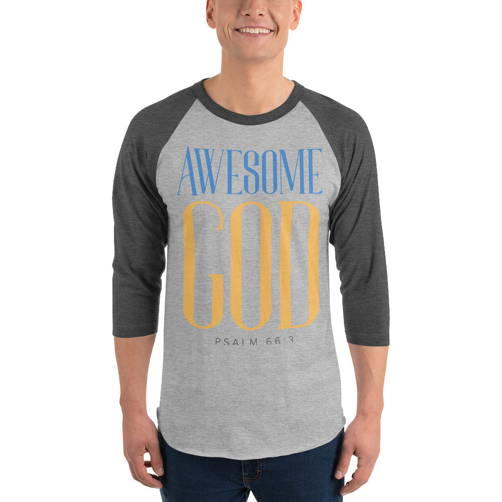 Awesome God Men's 3/4 Sleeve Raglan Shirt