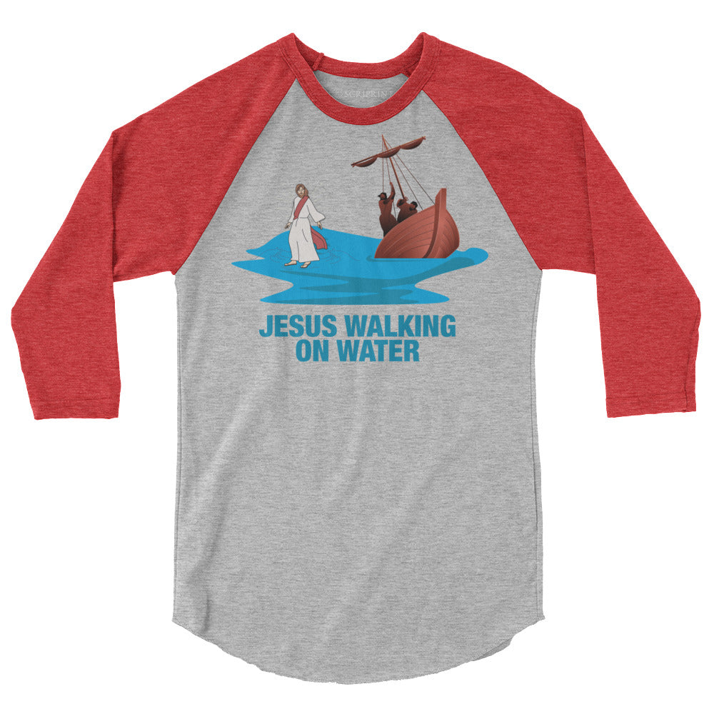 Jesus Walking on Water Men's 3/4 Sleeve Raglan Shirt