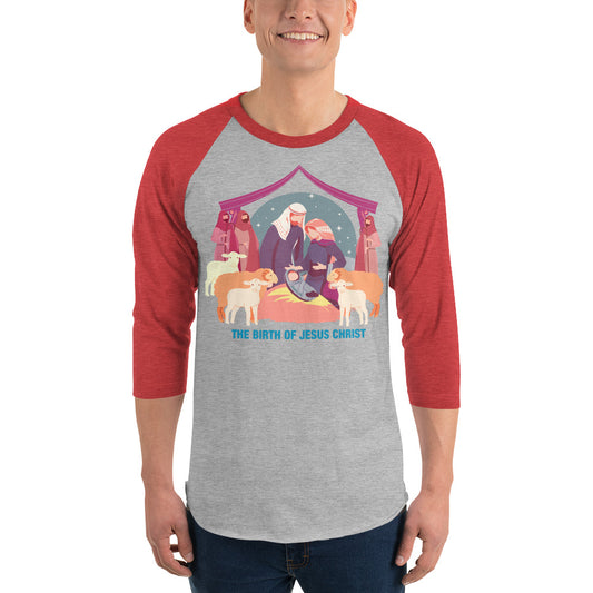 The Birth of Jesus Christ Men's 3/4 Sleeve Raglan Shirt