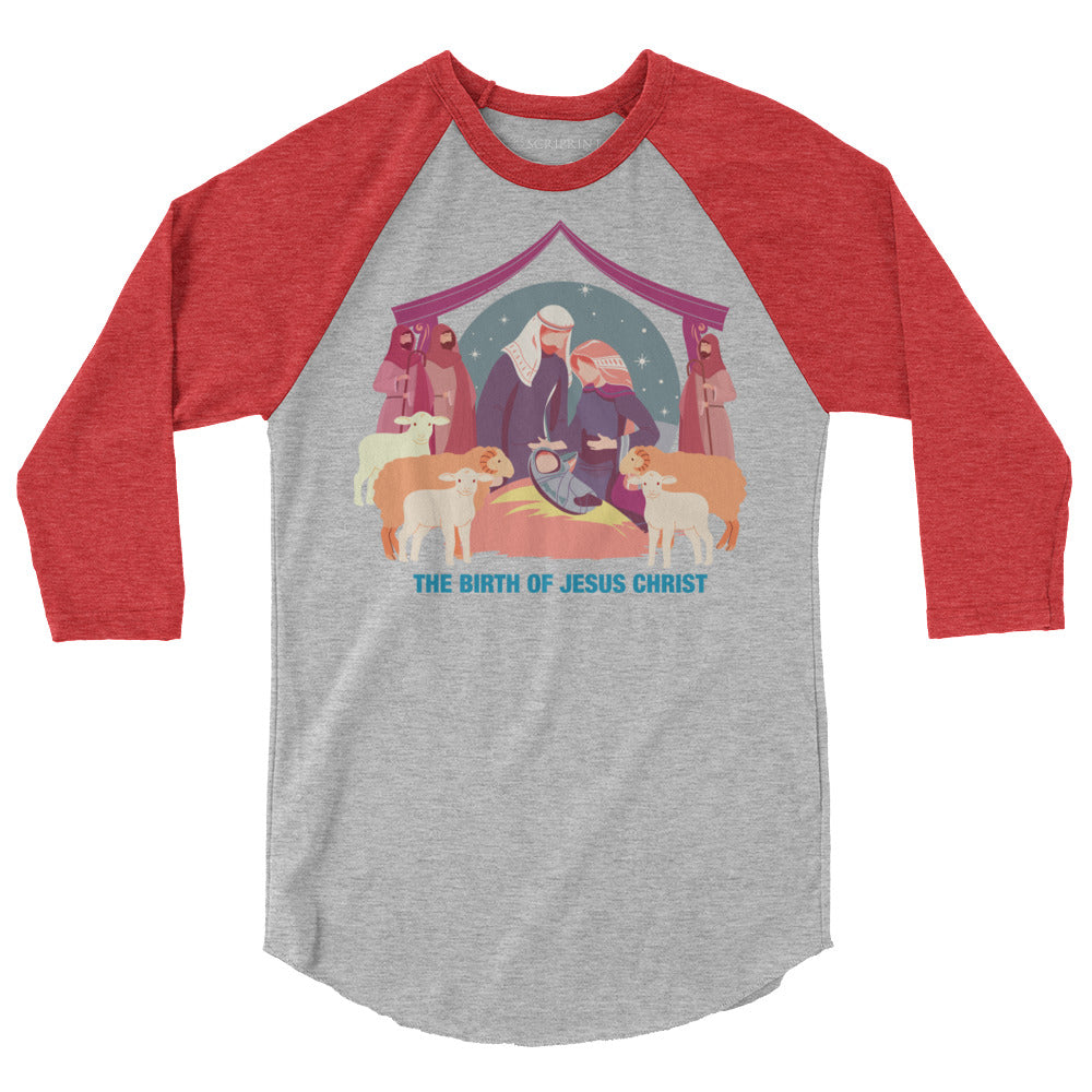 The Birth of Jesus Christ Men's 3/4 Sleeve Raglan Shirt