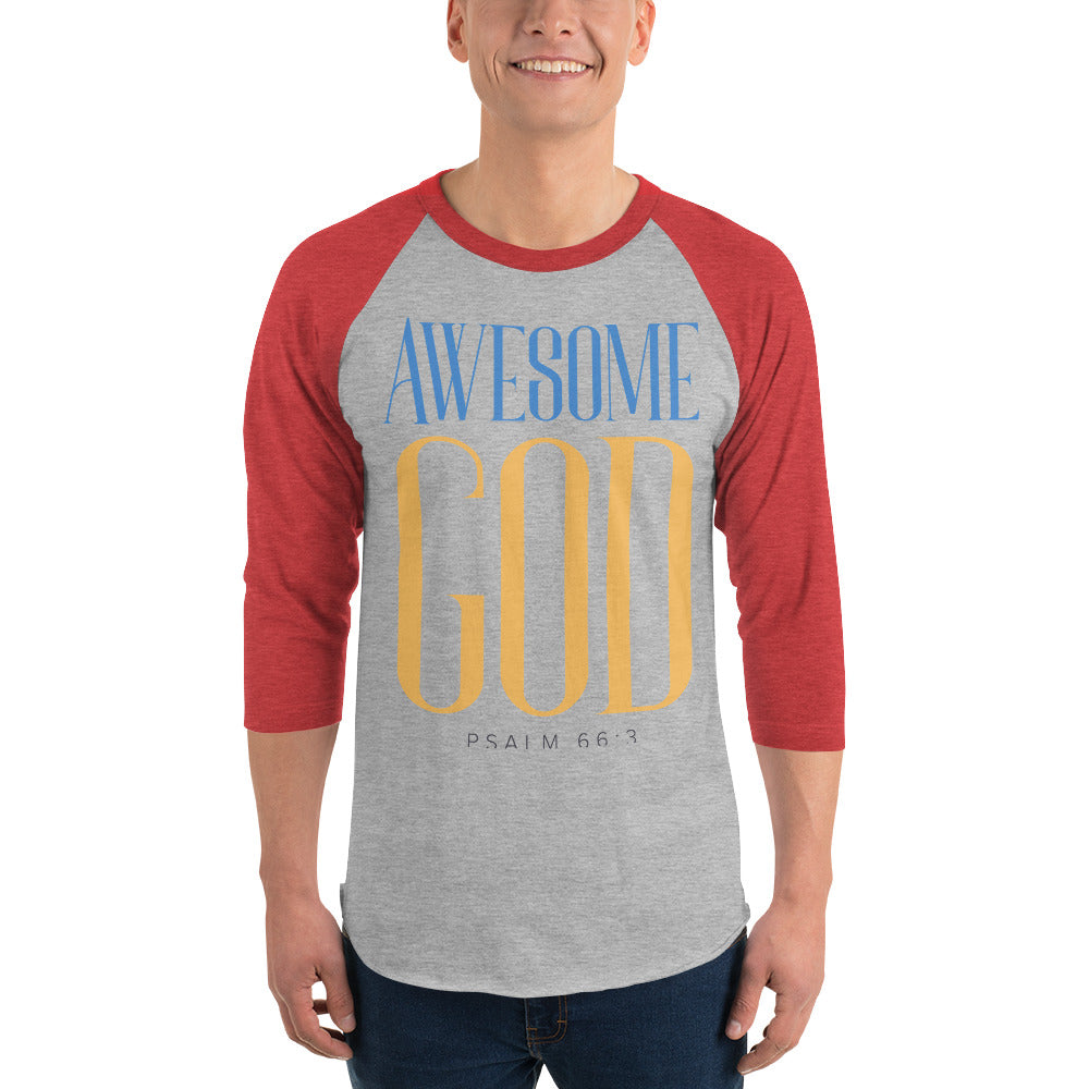 Awesome God Men's 3/4 Sleeve Raglan Shirt