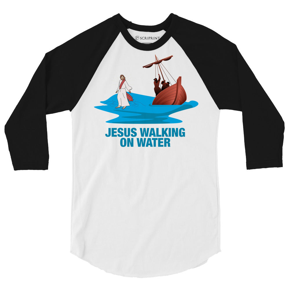 Jesus Walking on Water Men's 3/4 Sleeve Raglan Shirt