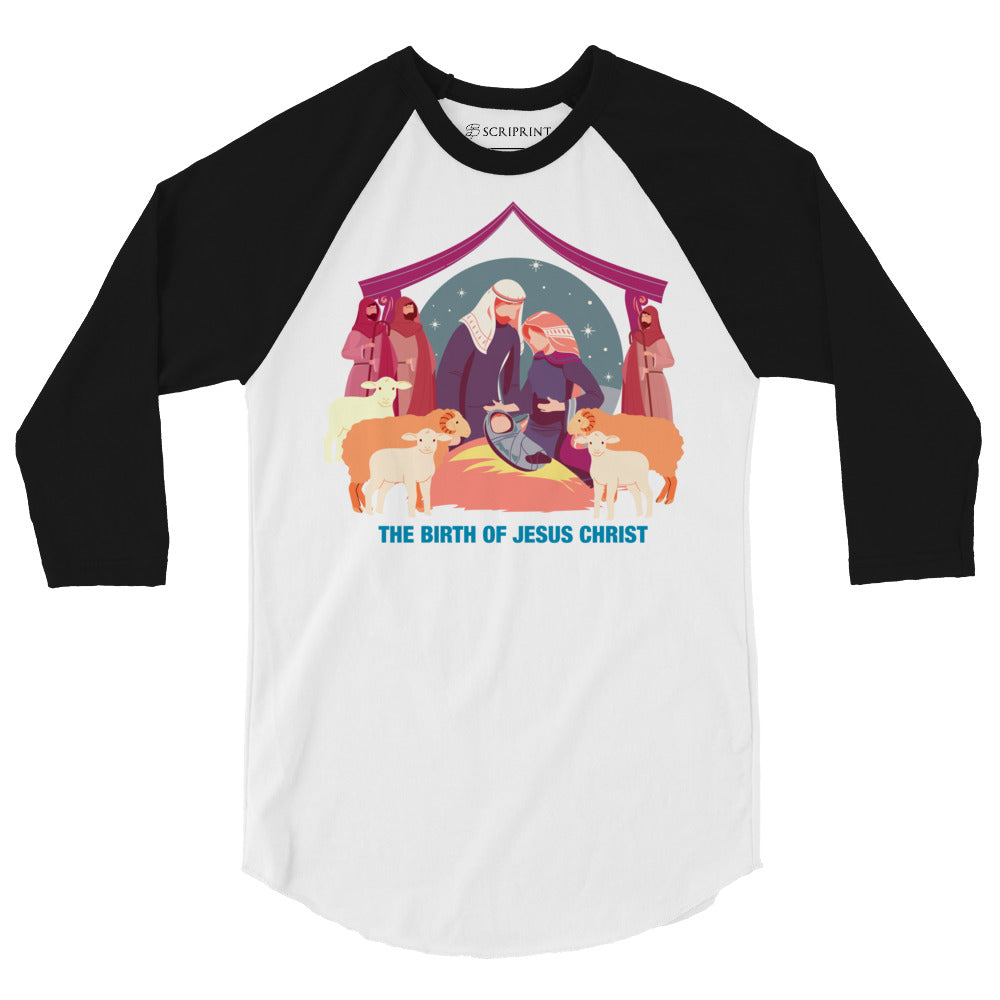 The Birth of Jesus Christ Men's 3/4 Sleeve Raglan Shirt
