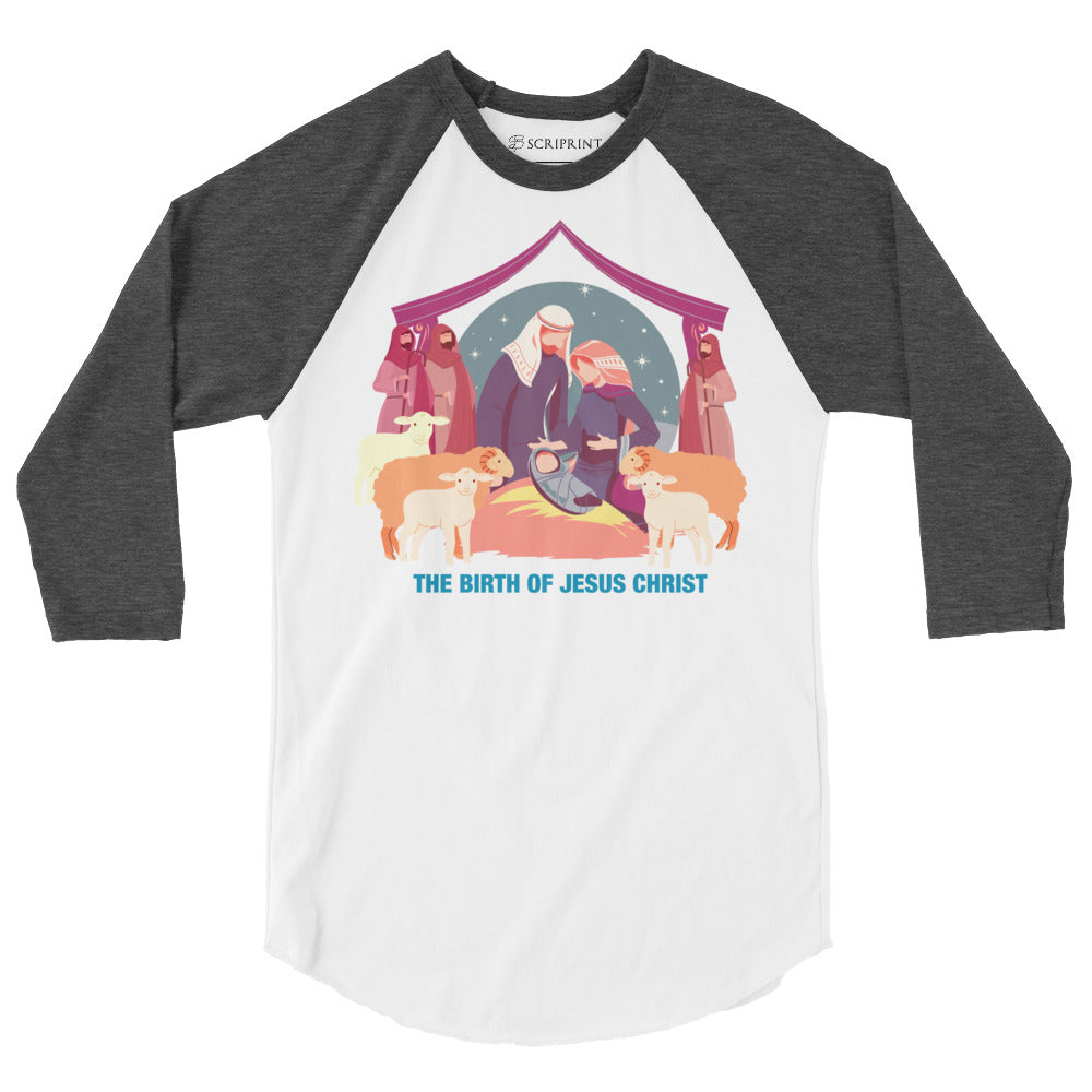 The Birth of Jesus Christ Men's 3/4 Sleeve Raglan Shirt