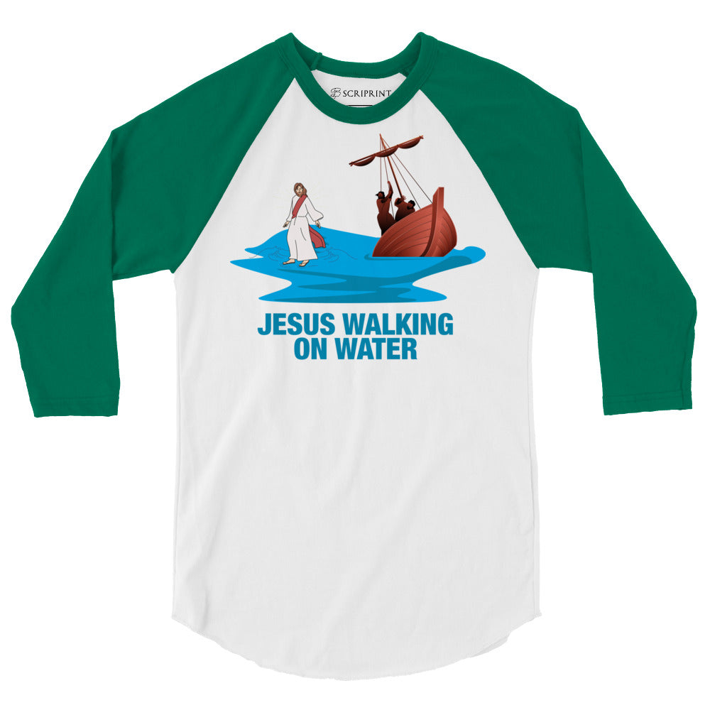 Jesus Walking on Water Men's 3/4 Sleeve Raglan Shirt
