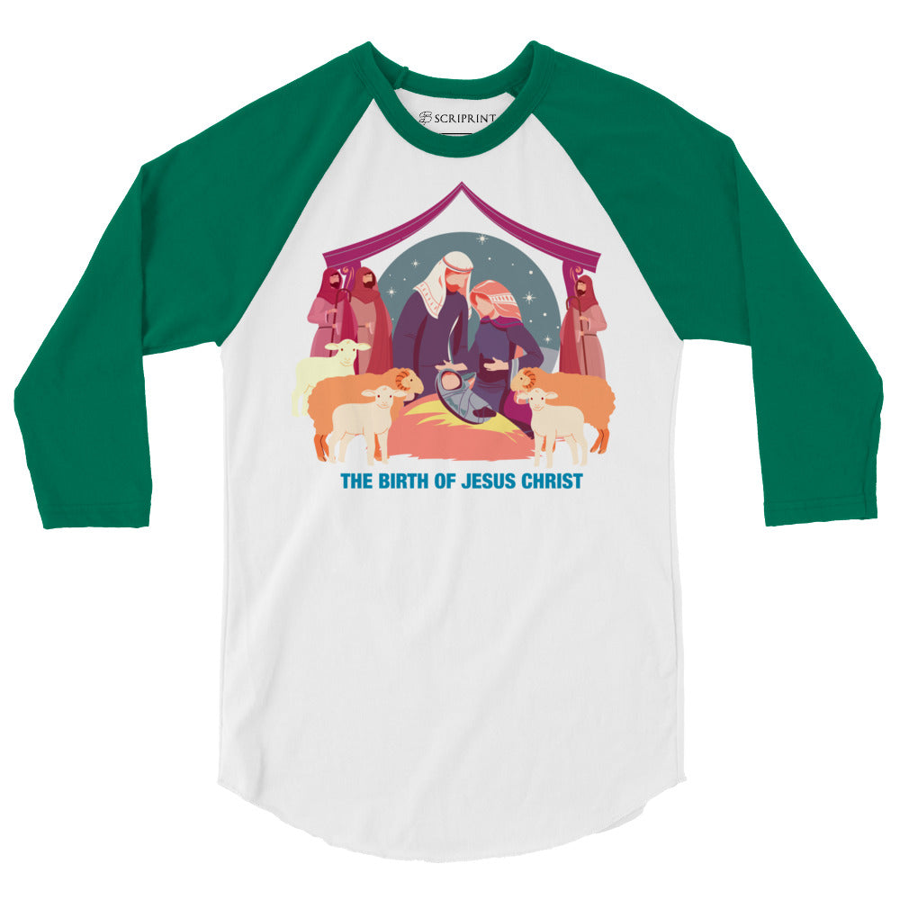 The Birth of Jesus Christ Men's 3/4 Sleeve Raglan Shirt