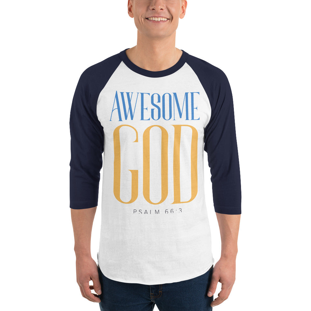 Awesome God Men's 3/4 Sleeve Raglan Shirt