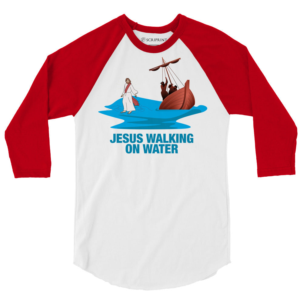 Jesus Walking on Water Men's 3/4 Sleeve Raglan Shirt