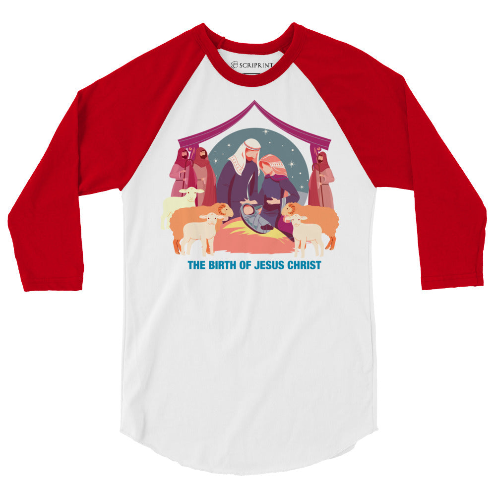 The Birth of Jesus Christ Men's 3/4 Sleeve Raglan Shirt