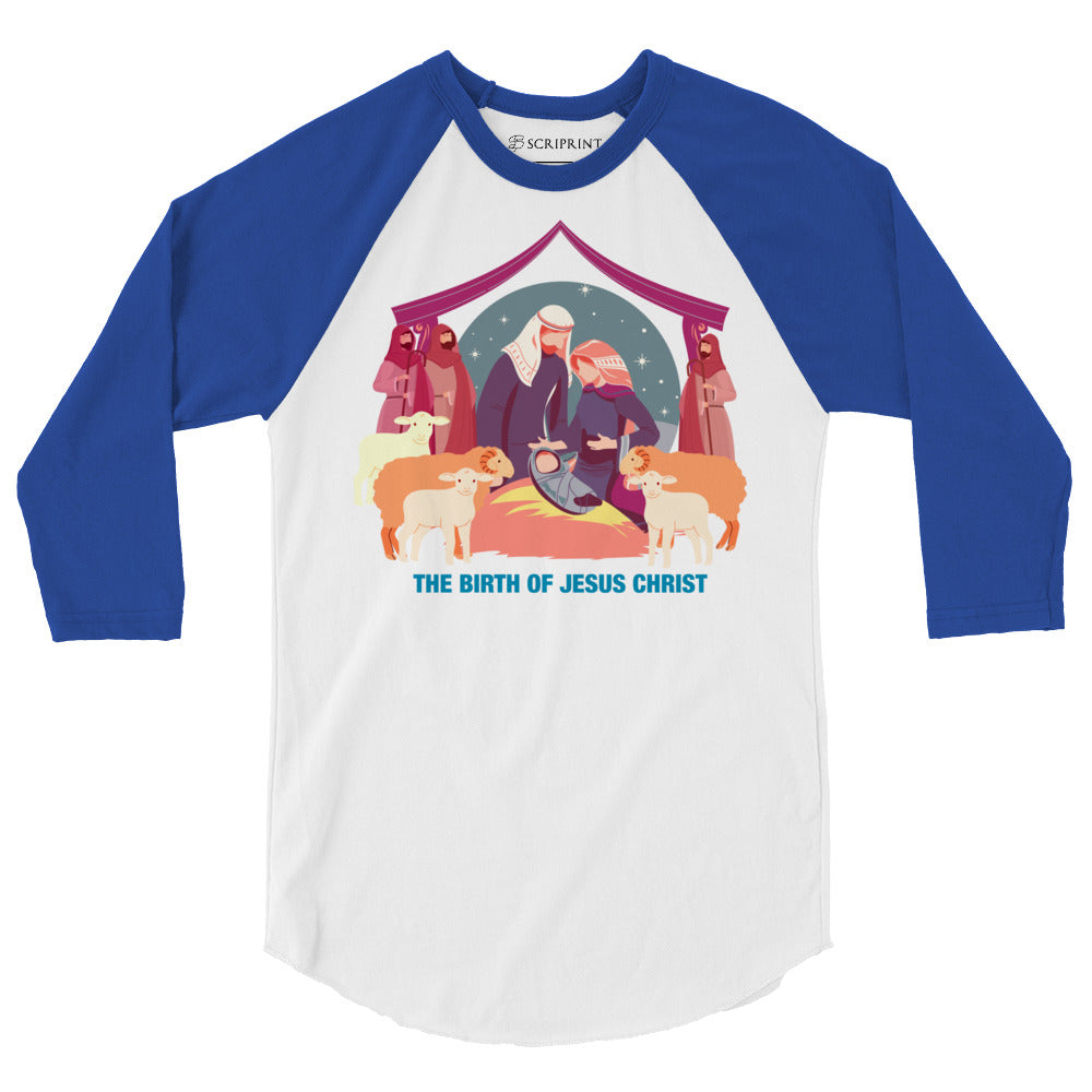 The Birth of Jesus Christ Men's 3/4 Sleeve Raglan Shirt