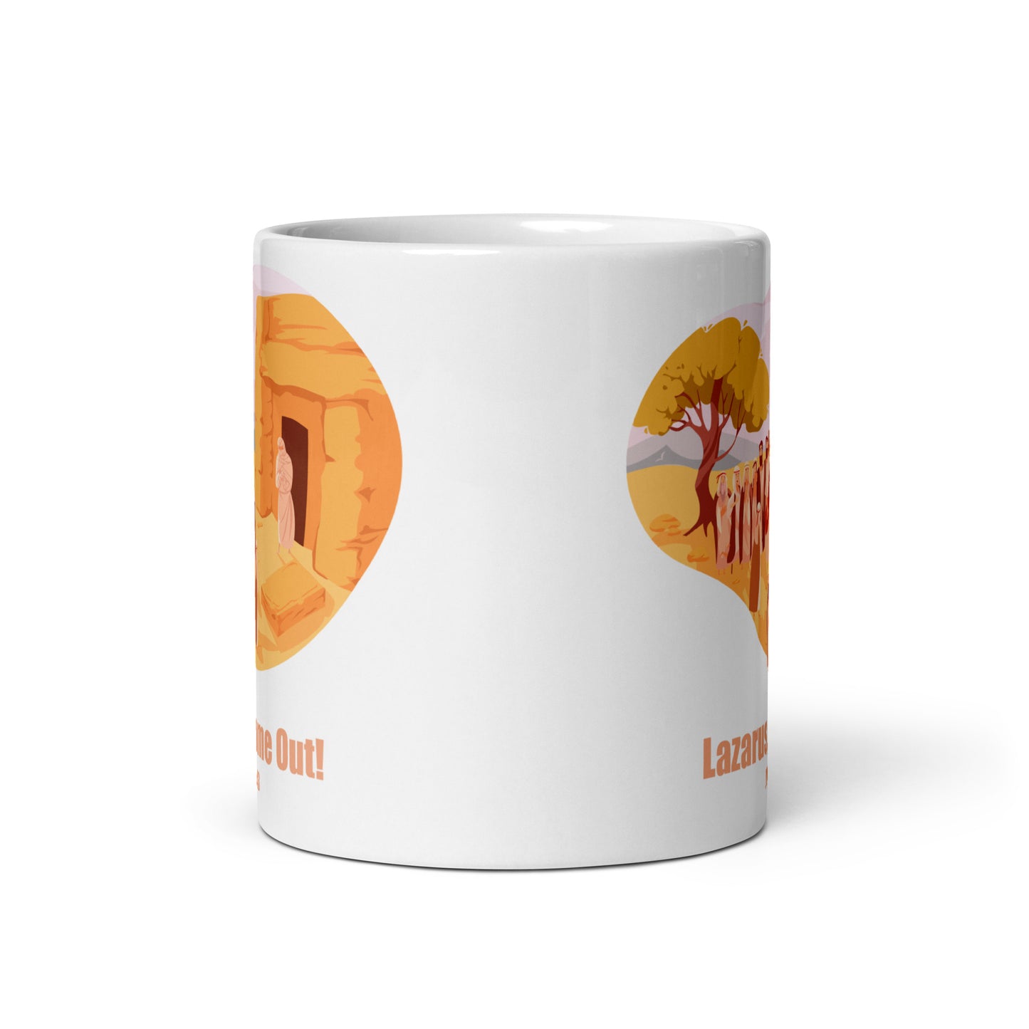 Lazarus, Come Out! White Glossy Mug