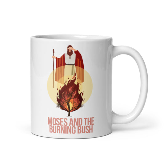 Moses and the Burning Bush White Glossy Mug