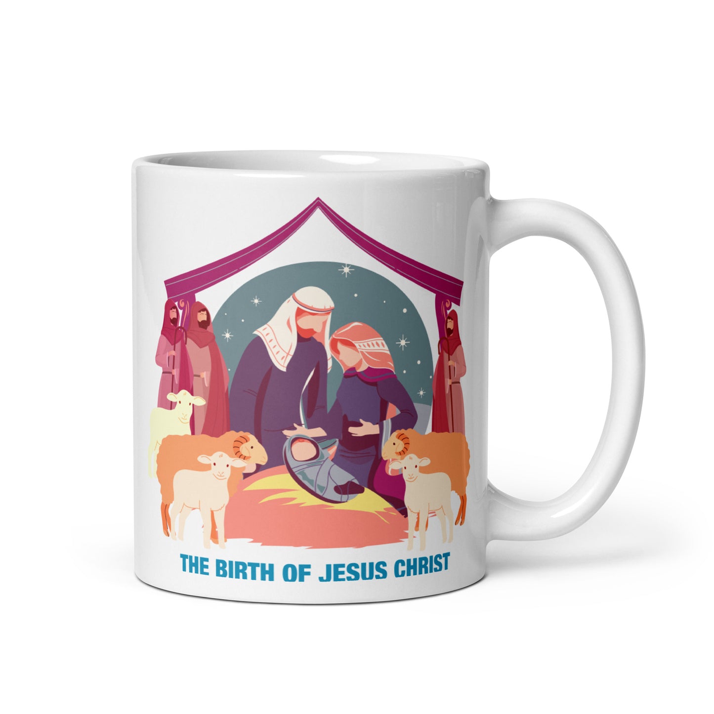 The Birth of Jesus Christ White Glossy Mug