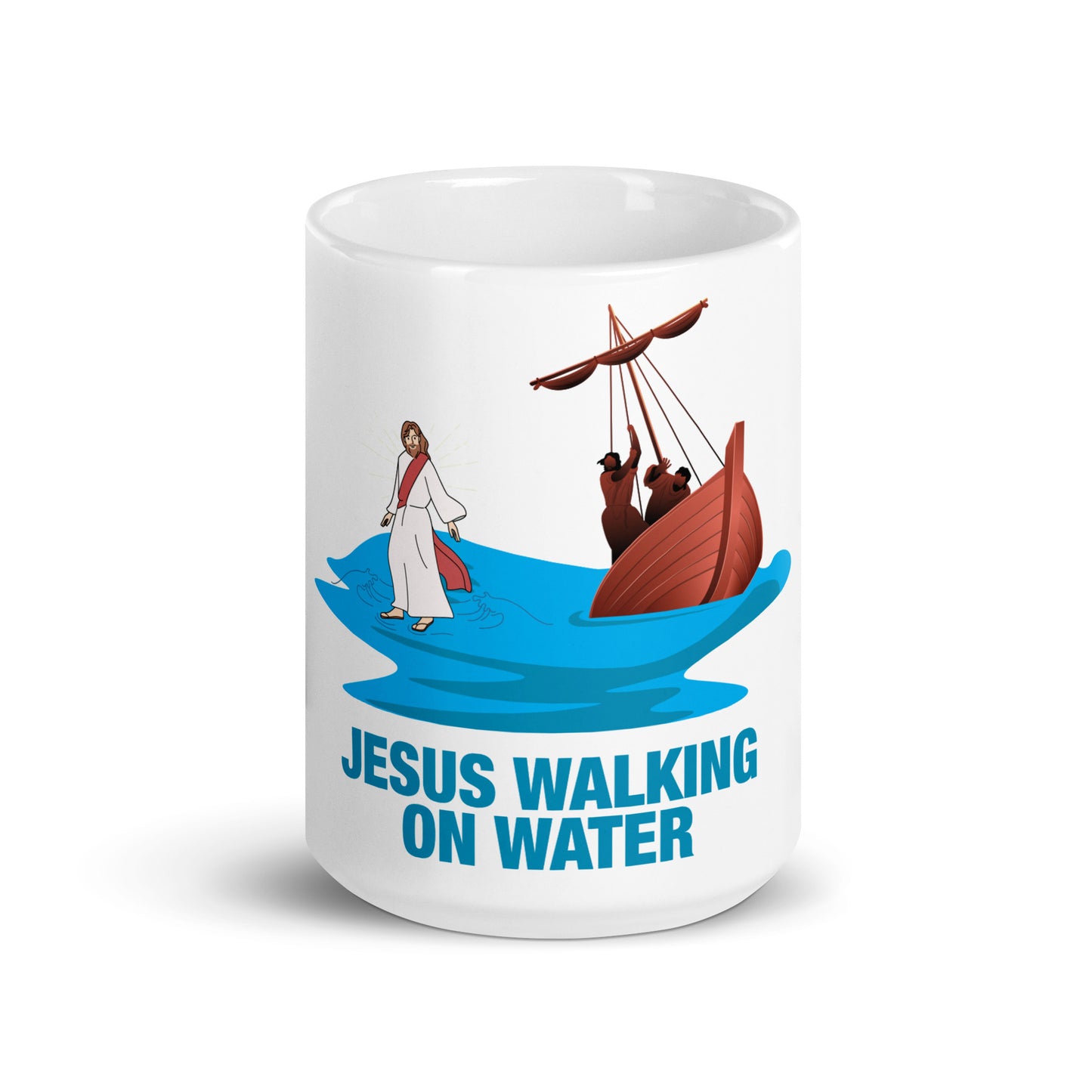 Jesus Walking on Water White Glossy Mug