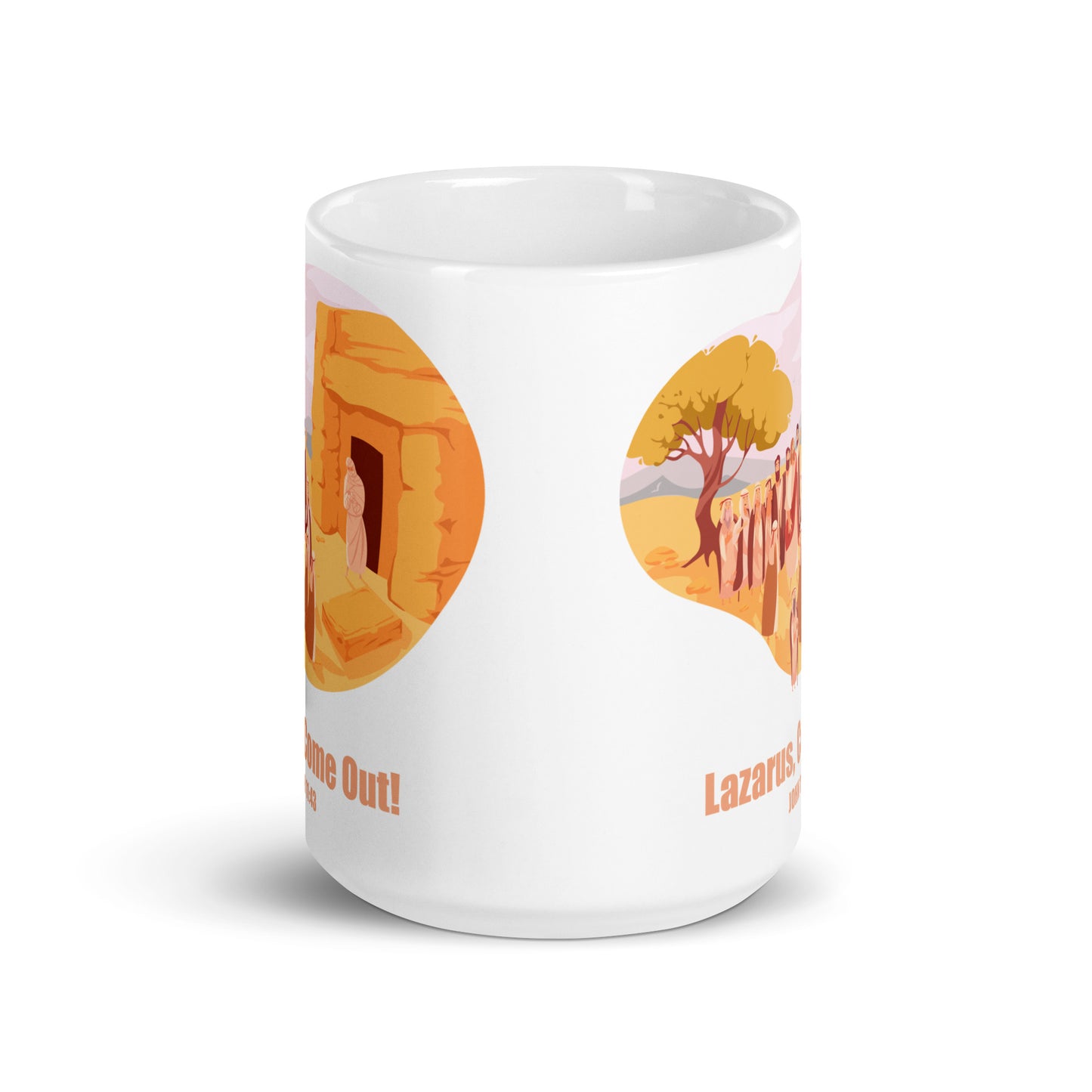 Lazarus, Come Out! White Glossy Mug