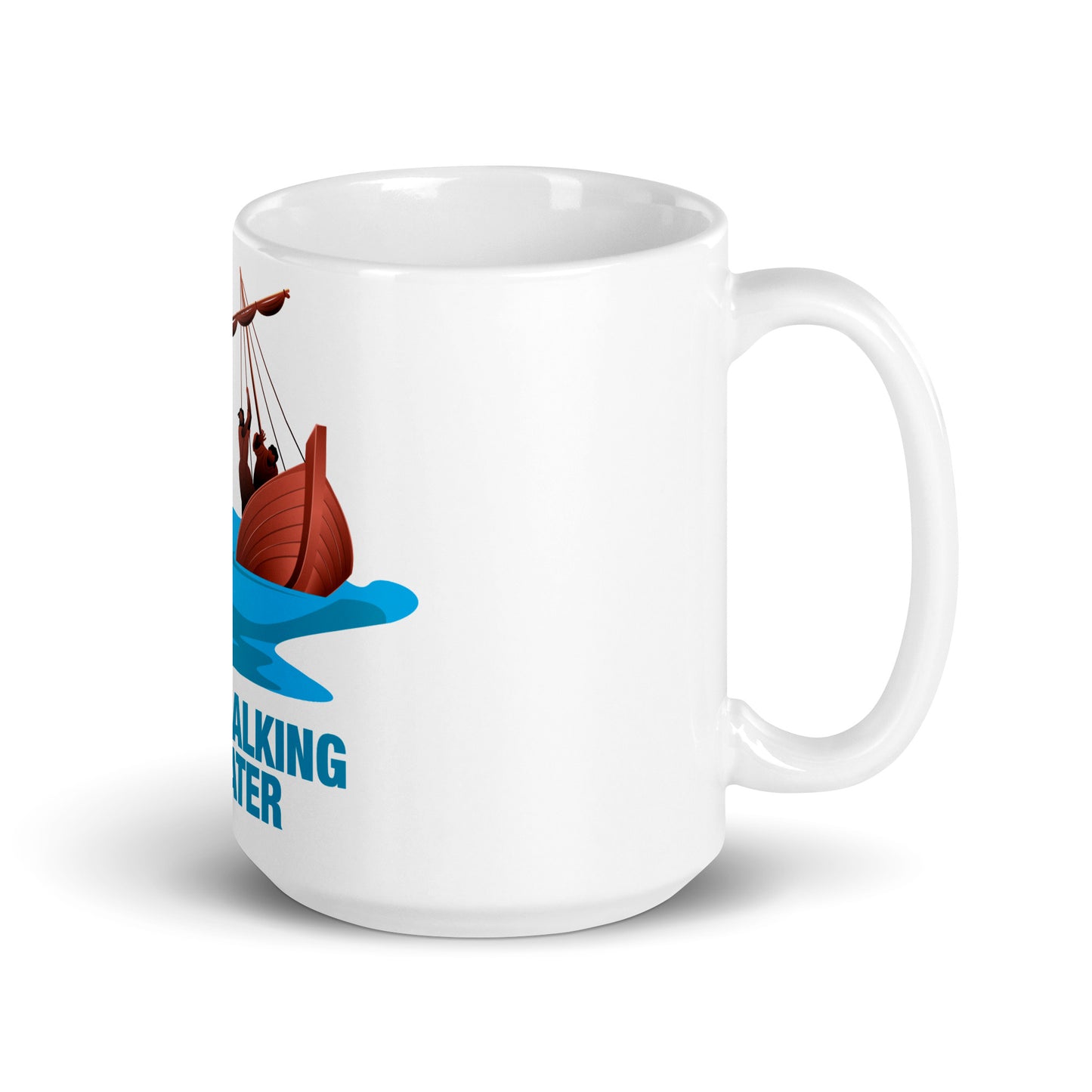 Jesus Walking on Water White Glossy Mug