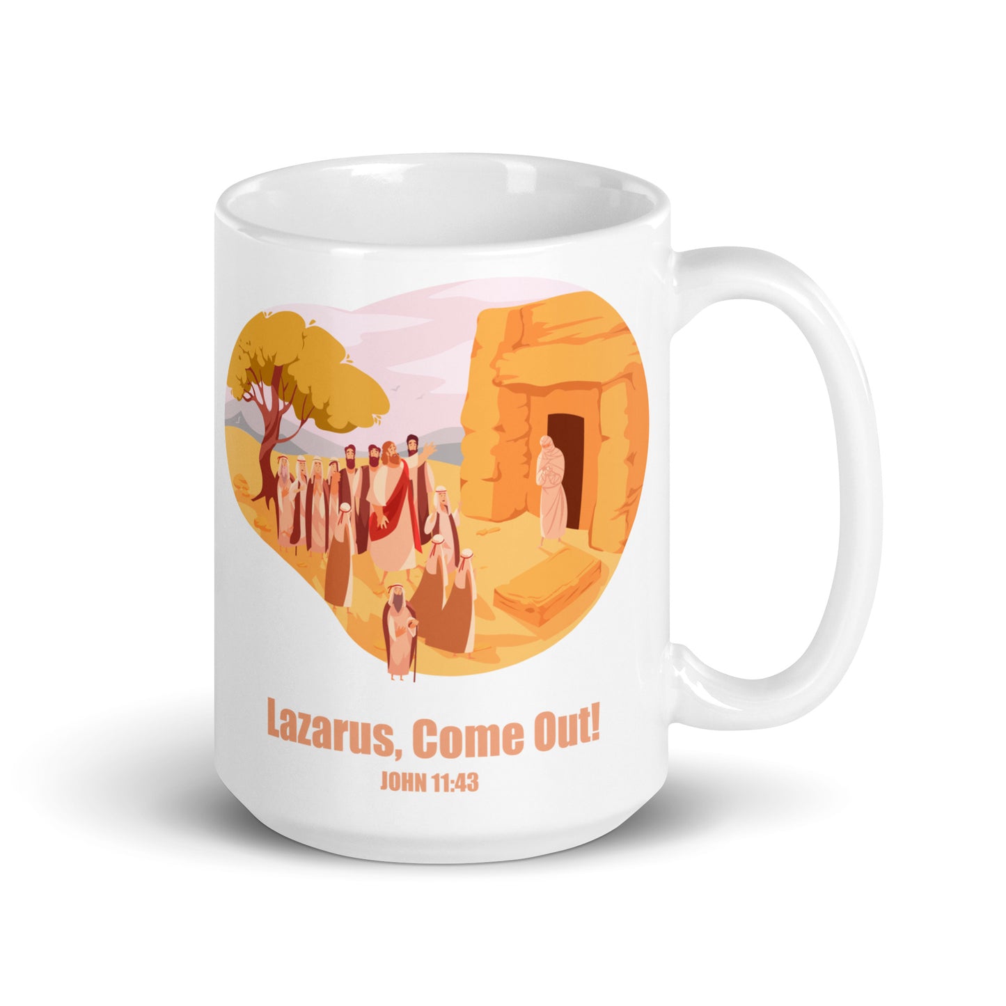 Lazarus, Come Out! White Glossy Mug
