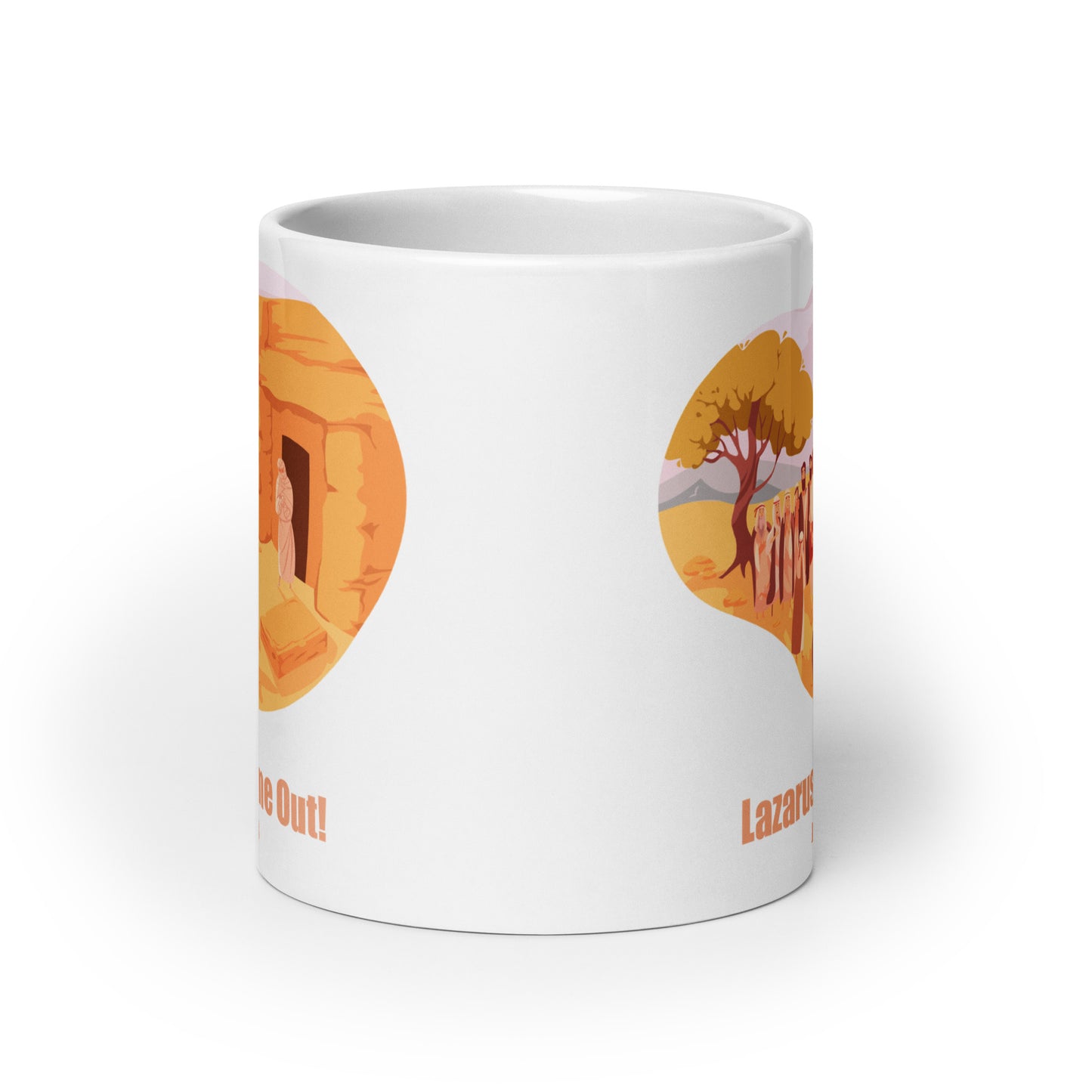 Lazarus, Come Out! White Glossy Mug