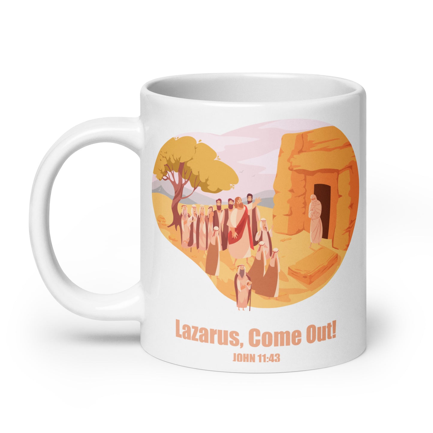 Lazarus, Come Out! White Glossy Mug