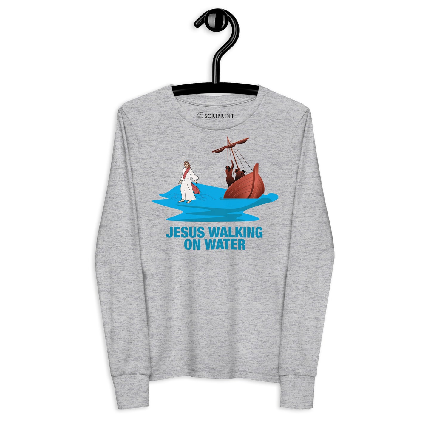 Jesus Walking on Water Youth Long Sleeve Tee