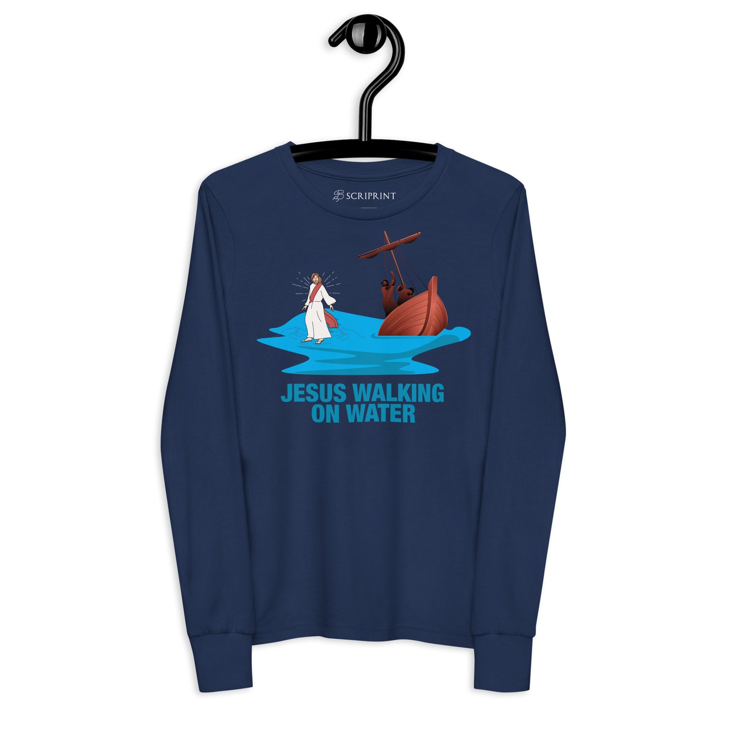 Jesus Walking on Water Youth Long Sleeve Tee