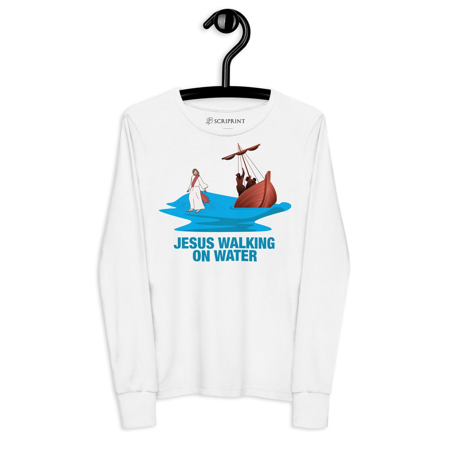 Jesus Walking on Water Youth Long Sleeve Tee