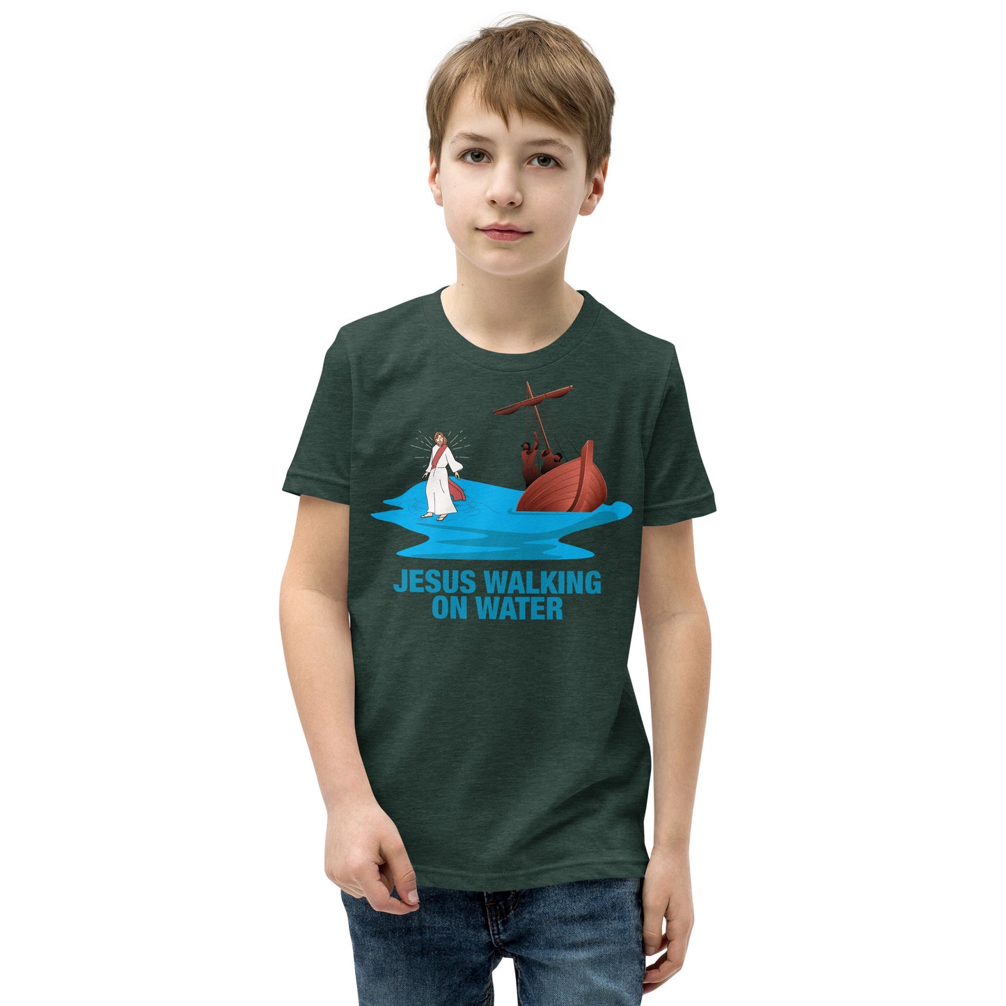 Jesus Walking on Water Youth Short Sleeve T-Shirt