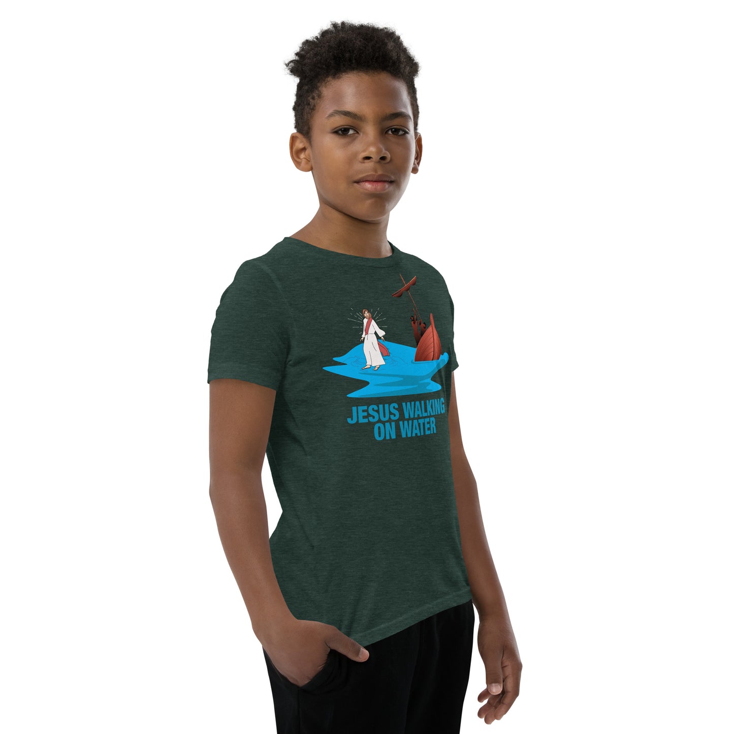 Jesus Walking on Water Youth Short Sleeve T-Shirt