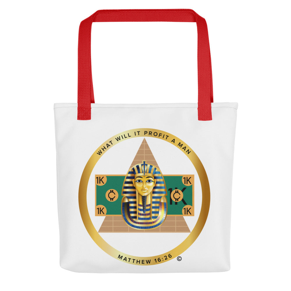 Matthew 16:26 Tote bag