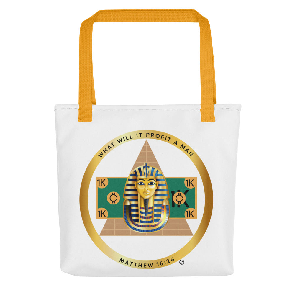 Matthew 16:26 Tote bag