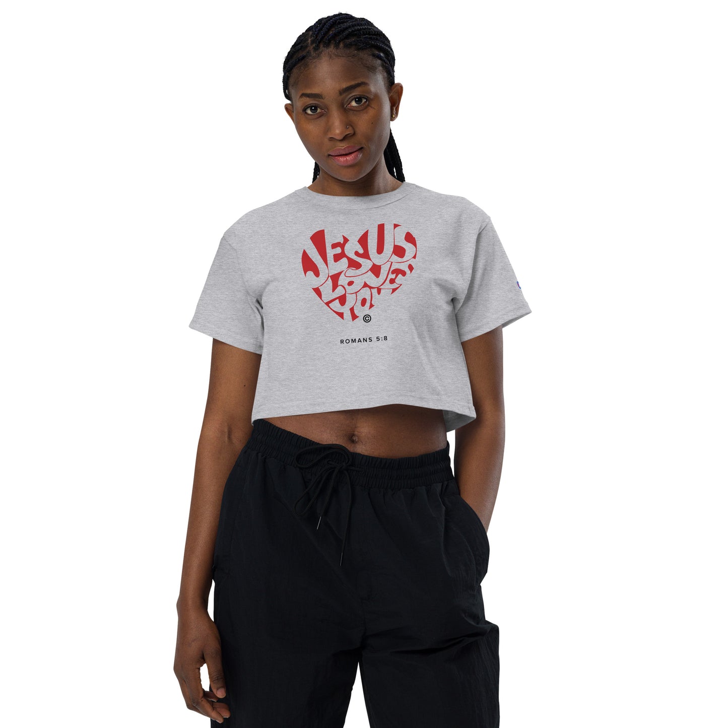 Jesus Loves You Champion Crop Top