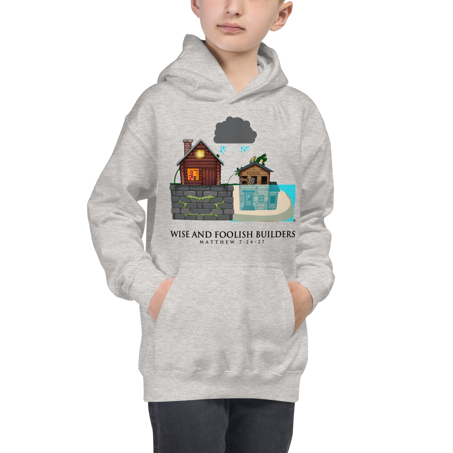Wise and Foolish Builders Kids Hoodie