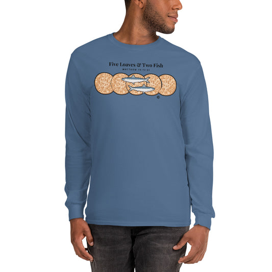 Five Loaves & Two Fish Dark-Colored Men’s Long Sleeve Shirt