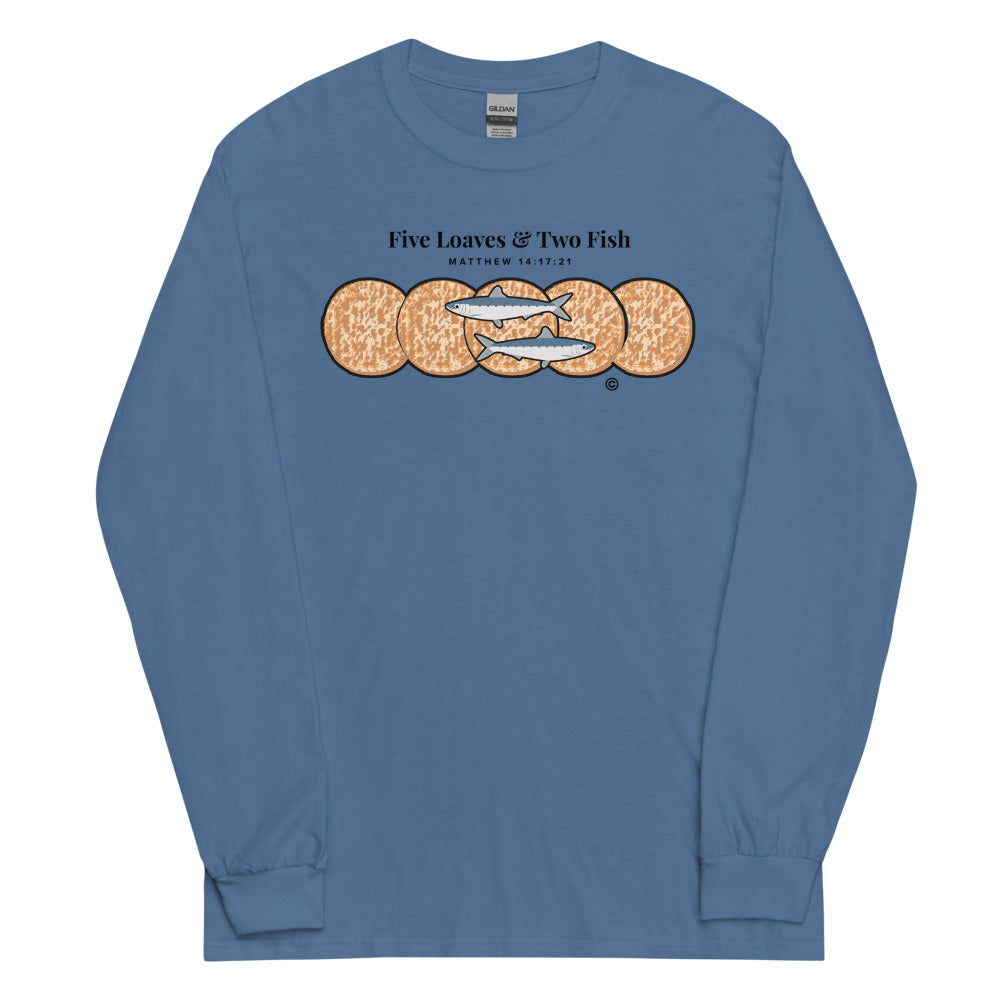 Five Loaves & Two Fish Dark-Colored Men’s Long Sleeve Shirt