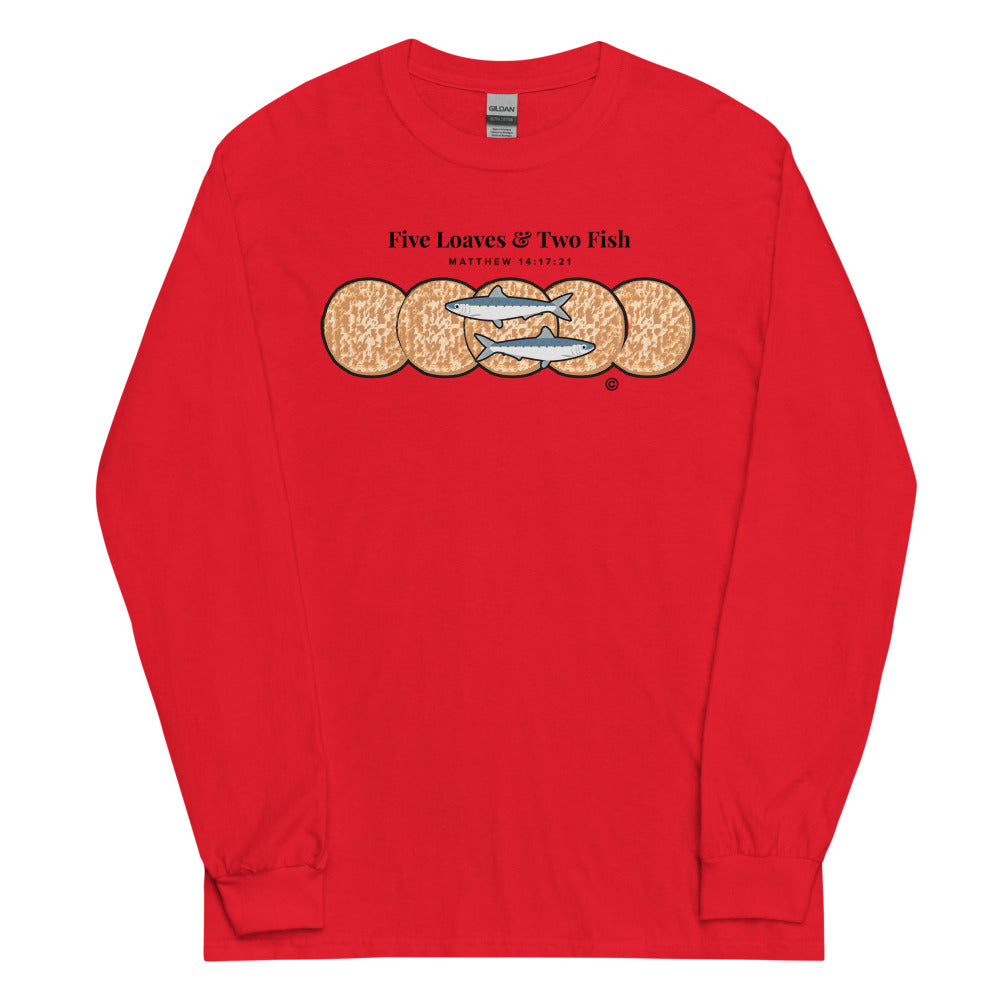 Five Loaves & Two Fish Dark-Colored Men’s Long Sleeve Shirt