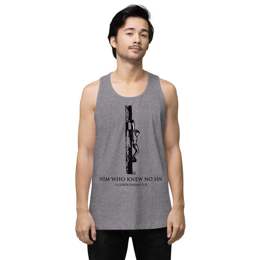 Him Who Knew No Sin Dark-Colored Men’s Premium Tank Top